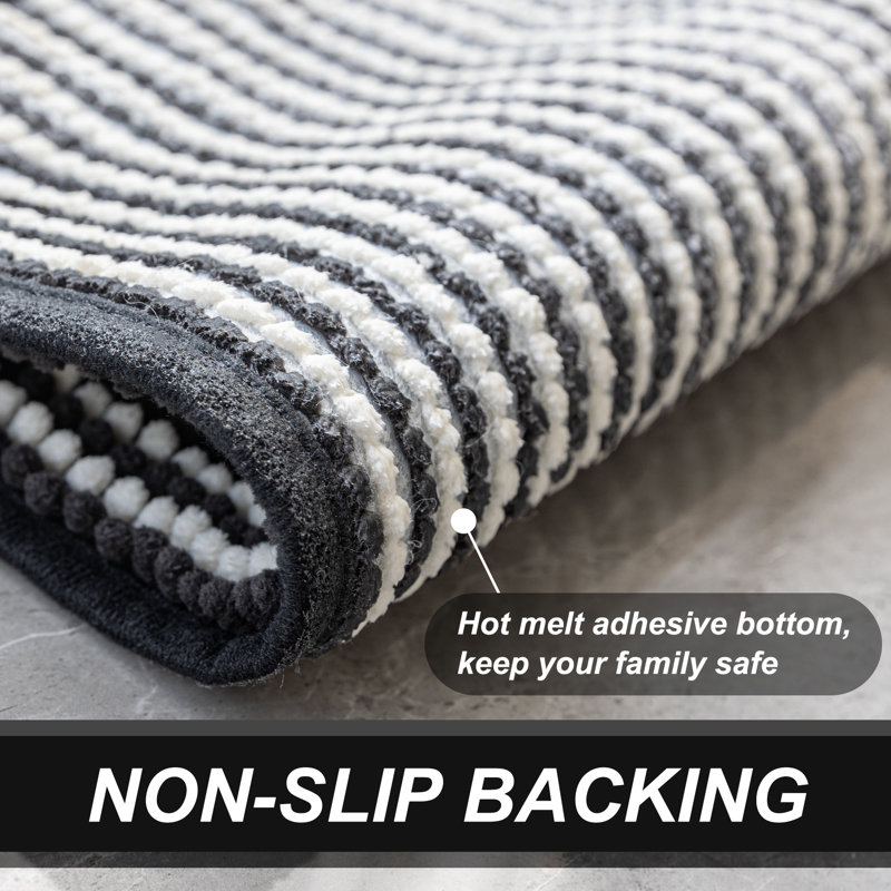 Tapis pour salle de bain en chenille douce Zager, Noir, L 47 po x l 19 po