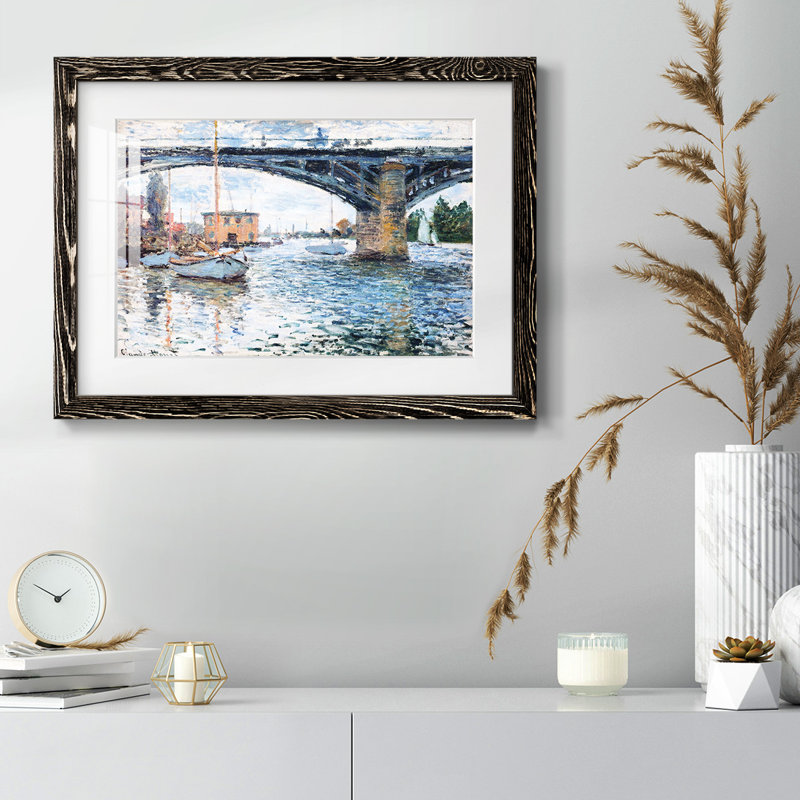 Le pont à Argenteuil, temps gris, 1874, H 26 po x l 38 po x P 1,5 po, Noir