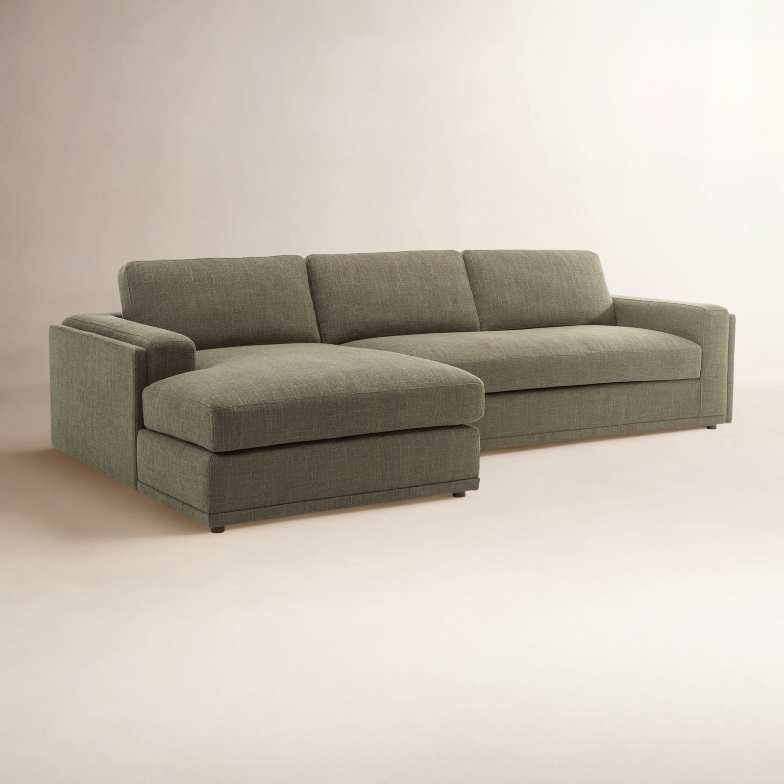 Essex 2-Piece 118" Upholstered Sectional, Left Hand Facing, Green Cotton Blend