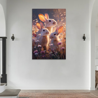 Décoration murale en toile de lapin de Timbre, reproduction d'art de Pâques sur toile, impression encadrée de Pâques pour la conception de maison et la mise à niveau de l'espace, 20 x 30 pouces