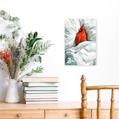 Art mural Cozy Red Cardinal Peaceful Serene Vibrant Bird
