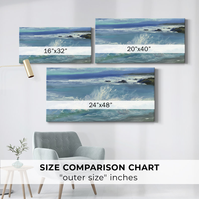 Pacifica Beach I - Toile tendue avec châssis - Prêt à accrocher, H 24 po x l 48 po
