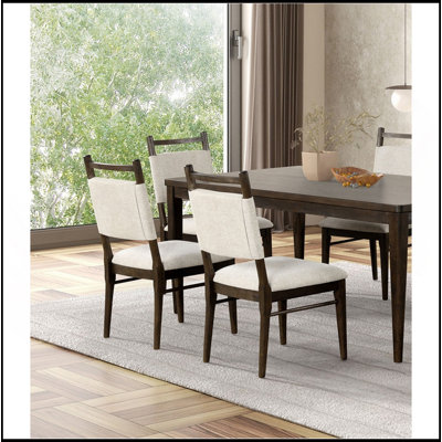 7Pc Dining Room Set Dark Walnut Wooden Dining Table 6X Side Chairs Rubber Wood Modern Kitchen Dining
