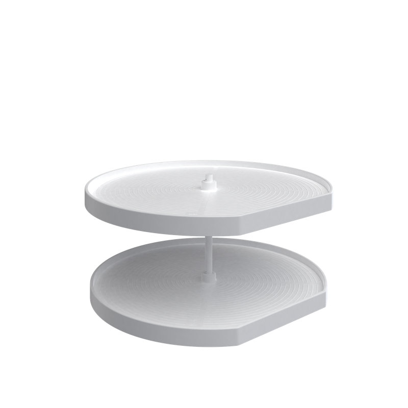 Rev-A-Shelf Polymer D-Shape 2-Shelf Lazy Susan with Bottom Mount Hardware for Corner Base Cabinets, Almond
