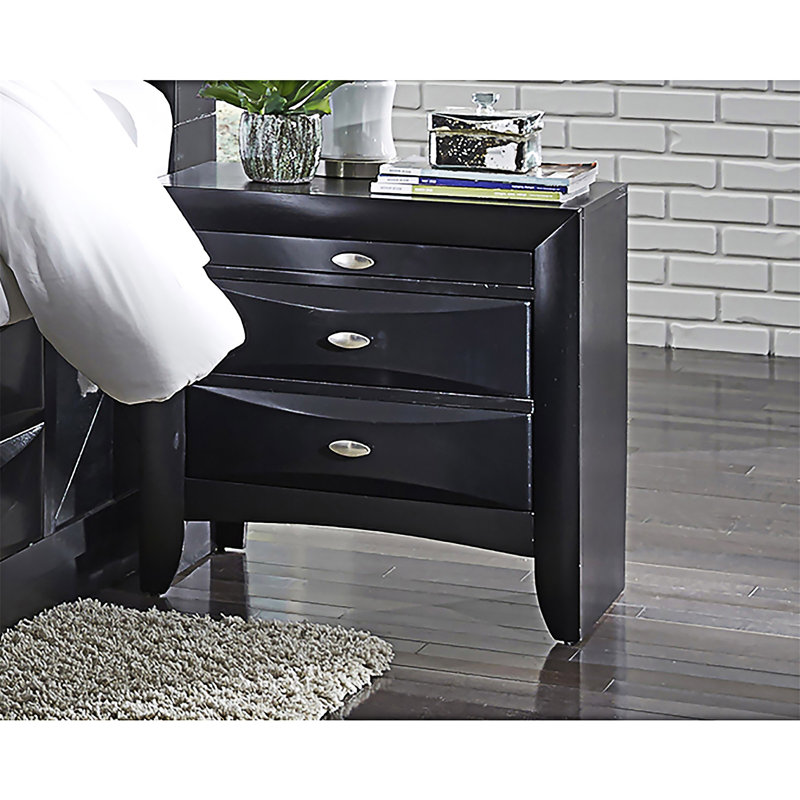 Nightstand Bedside Table With Drawer, Black