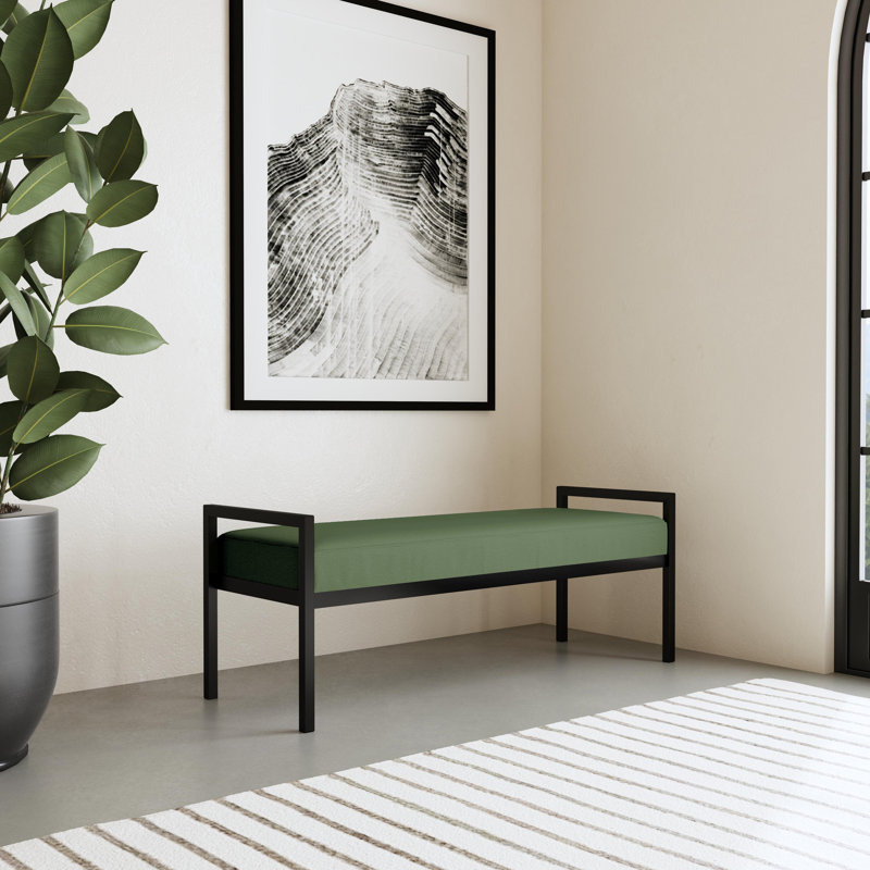 Loxe Teddy Upholstered Bench, Loden Green Velvet