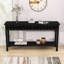 Console rustique en nid d'abeille avec 3 tiroirs de rangement et tablette ouverte-2095061734