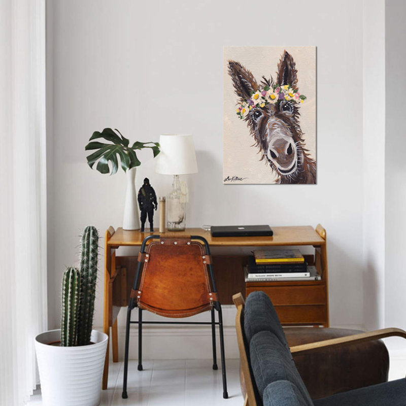 «Donkey with Flower Crown», impression sur toile, H 18 po x l 12 po x P 1,5 po, Toile tendue