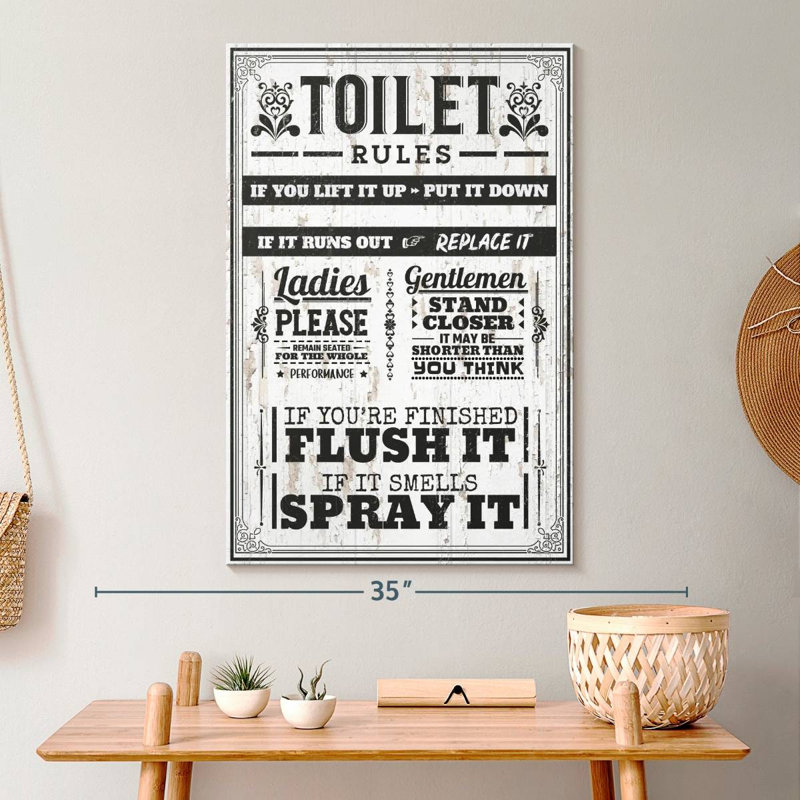 Proper Bathroom Rules Canvas Print, 30" H x 20" W x 1.25" D