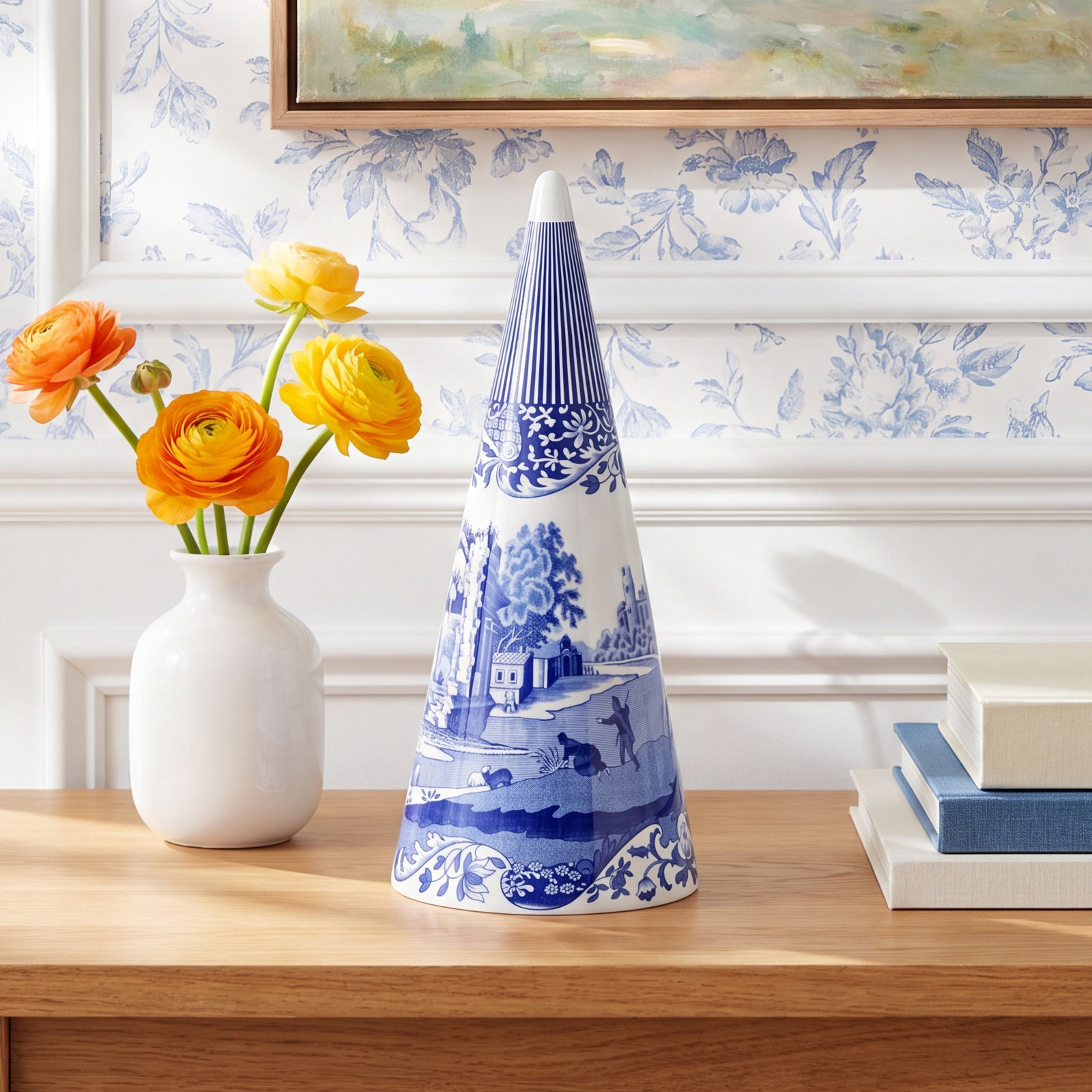 Spode Blue Italian Tabletop Topiary Tree