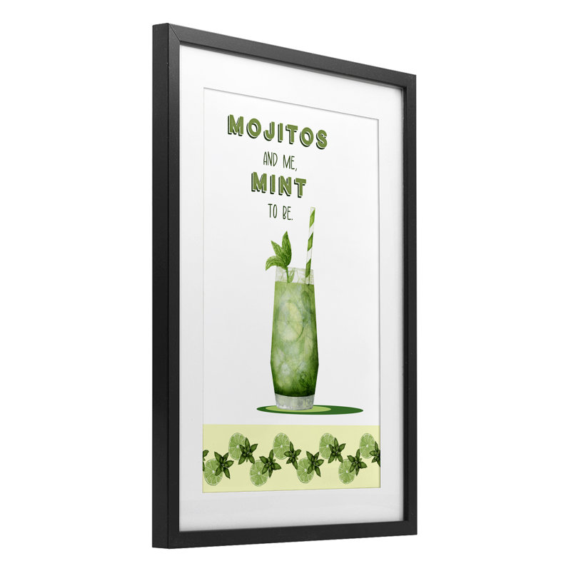«Mojito & Me Mint To Be», reproduction d'art sous verre, conception de Brett Blumenthal, H 20 po x l 14 po, Cadre noir minuit