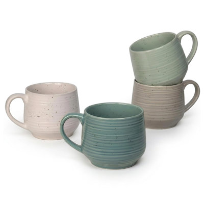 Ensemble de 4 tasses en grès 17 oz (mélange turquoise)