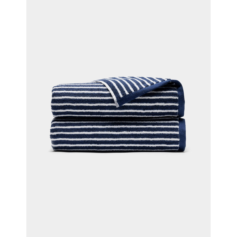 Ribbed Terry, Obsidian Stripe, Bath Towels - 2 Pack