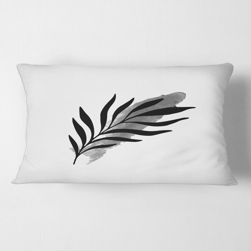 Rectangle, feuille tropicale abstraite I - coussin décoratif imprimé moderne