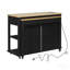 Îlot de cuisine de 47 po avec table de salle à manger extensible, table de cuisine en placage de bois d'hévéa avec support de rangement interne, prise de courant, îlot de cuisine avec rangement 2 tiroirs et 2 armoires, noir-1419268114