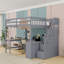 Lit mezzanine double avec bureau intégré et tablettes-1800427322