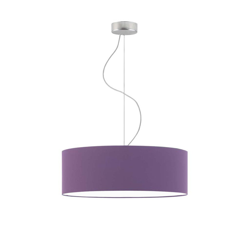 Aubryelle 3 - Light Drum Pendant, Violet, Brushed Steel, 120cm H x 50cm W x 50cm D