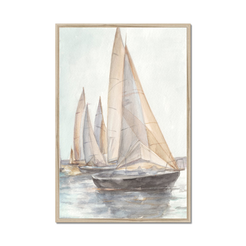 Plein Air Sailboats II 1 Piece Painting, 80cm H x 55cm W, Natural Wood Framed Paper Print