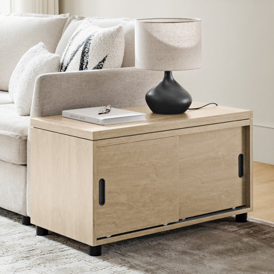 Lucrecia 34"W Modern Sliding Tambour Door Coffee Table With Drawer Storage by Ebern Designs