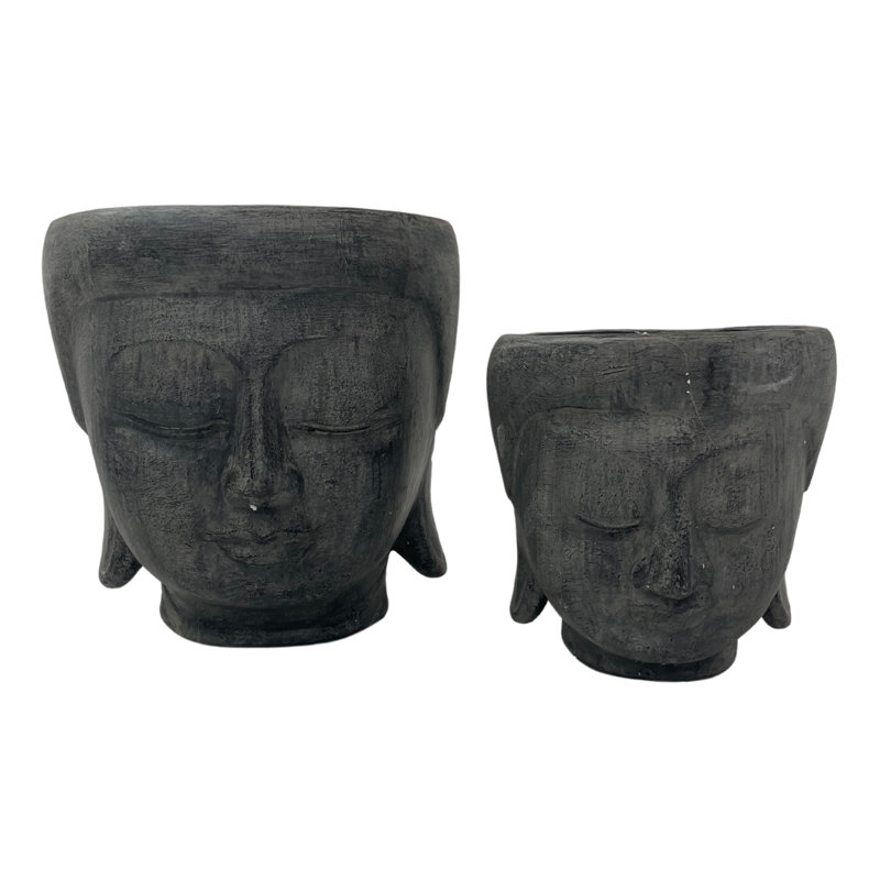 Set of 2 Buddha Head Pot