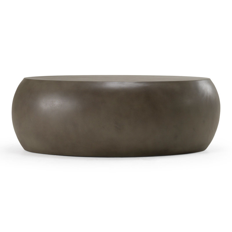 Denny - Table basse ovale moderne en béton gris, Gris, H 14 po x L 42 po x l 26 po