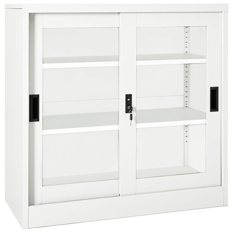 Sliding Door Cabinet 35.4" x 15.7" x 35.4" Steel, White