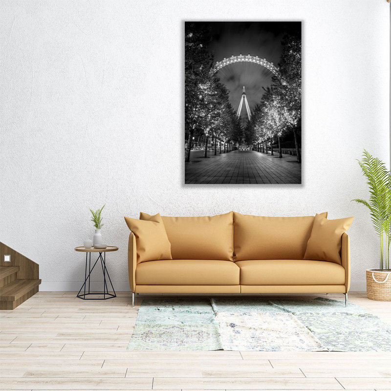 «London Eye Black and White», reproduction d'art sur toile, H 32 po x l 24 po