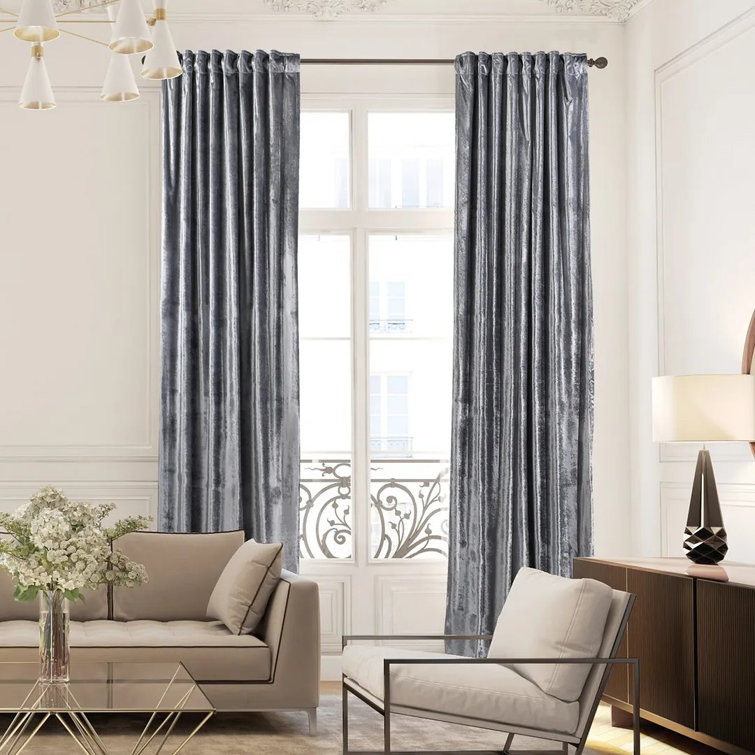 Extra Long and Extra Wide Solid Luxury Shiny Velvet Single Curtain Panel