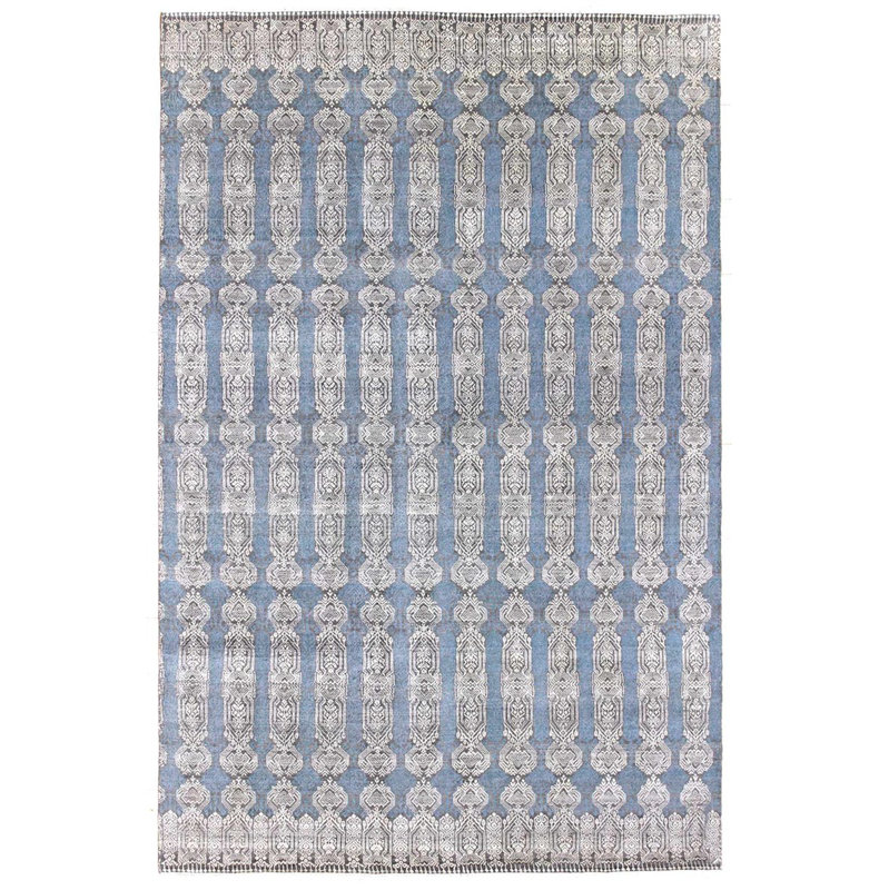 Wool Ikat Area Rug in Ivory, Rectangle 9'10" x 14'4"