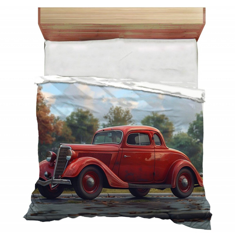 Classic Car Transportation Geometric Comforter, Twin Comforter