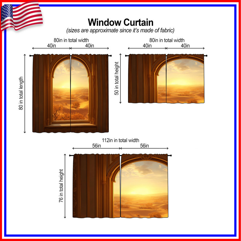 Rideaux de fenêtre Sunset Desert View, 112 po x 76 po - 2 panneaux, Transparent