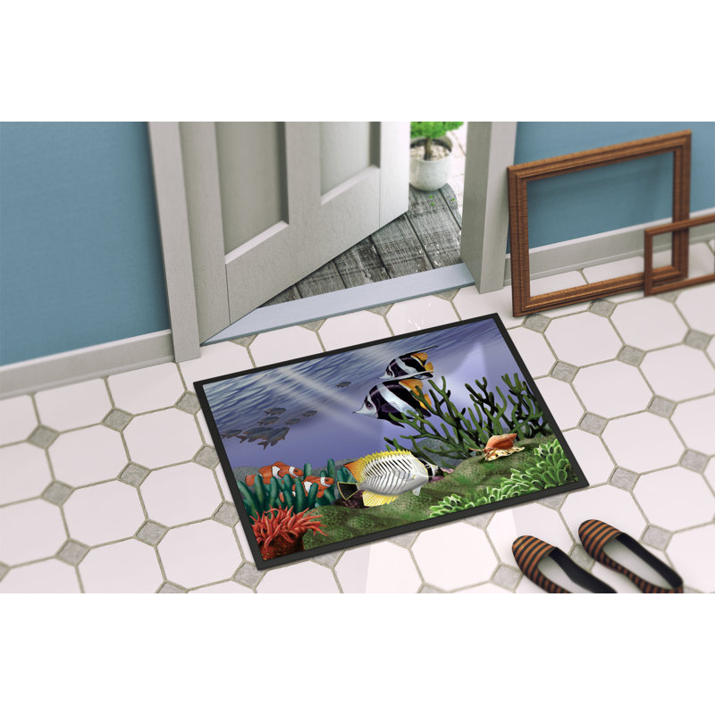 Tapis de porte d’extérieur anti-dérapant 9 undersea imaginaire, Rectangle 2 pi x 3 pi