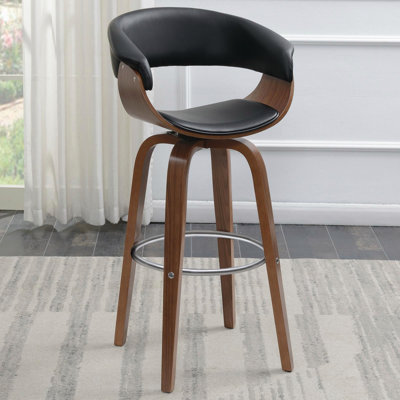 Walnut And Ecru Swivel Bar Stool