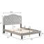 Queen Bed With Button Grey Velvet Headboard, Wood Slat Structure, Simple Assembly Steps Upholstered Bed, Design Element, Strong Support, Quick
