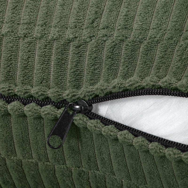 Canapé rembourré simple avec repose-pieds Corduroy, Vert