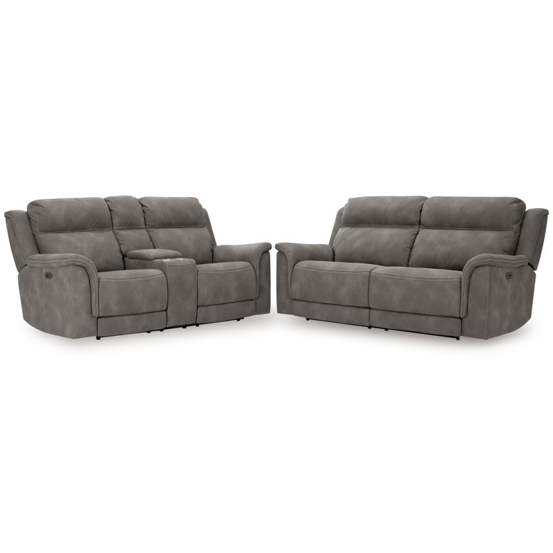 Next-Gen DuraPella Power Reclining Sofa and Loveseat, Gray