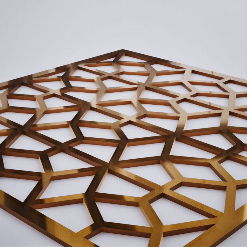 Akron Decorative Fretwork Acrylic Wall Panels, Extra Small, 11 3/8"W x 11 3/8"H x 1/8"T, Bronze Mirror, Bronze Mirror