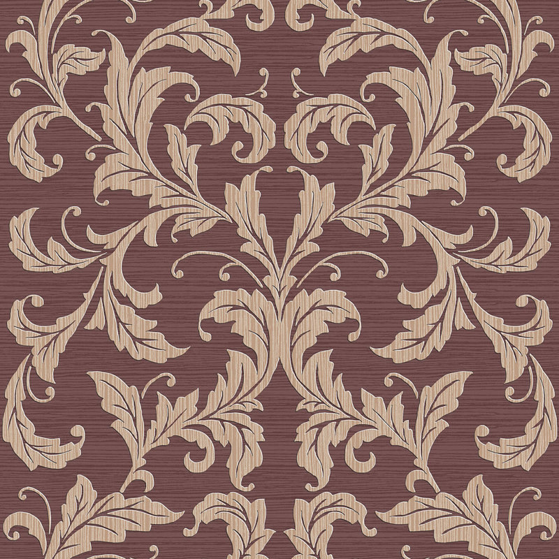 Rouleau de papier peint damassé linéaire en relief Nordic Elements L 32,81 pi x l 20,87 po, Rouge / Beige