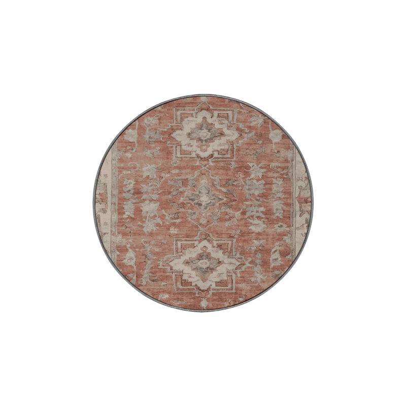 Machine Washable Gray Area Rug, Round 6'