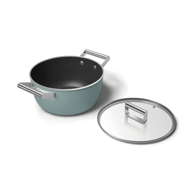 Smeg Casserole Pan 24cm with Lid, Emerald Green
