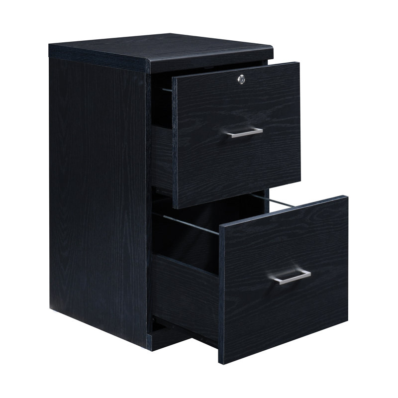 17 " Wide 2 Vertical Filing Cabinet, Black