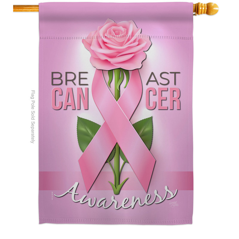 Cancer du sein 2 faces 40 x 28 po Drapeau pour la maison