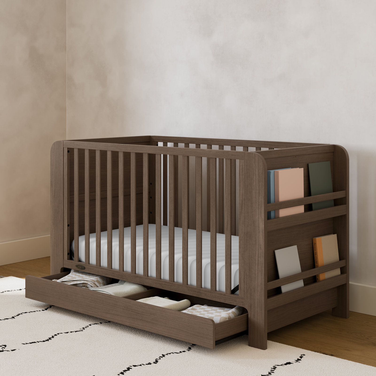 Read-with-Me Pine 4-in-1 Convertible Crib, Hazelnut, Crib