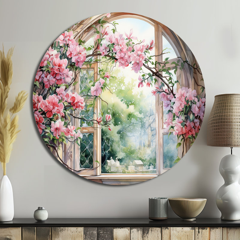 Isador - art floral rond en métal, H 29 po x l 29 po