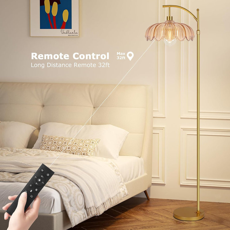 Lampe sur pied en verre beige