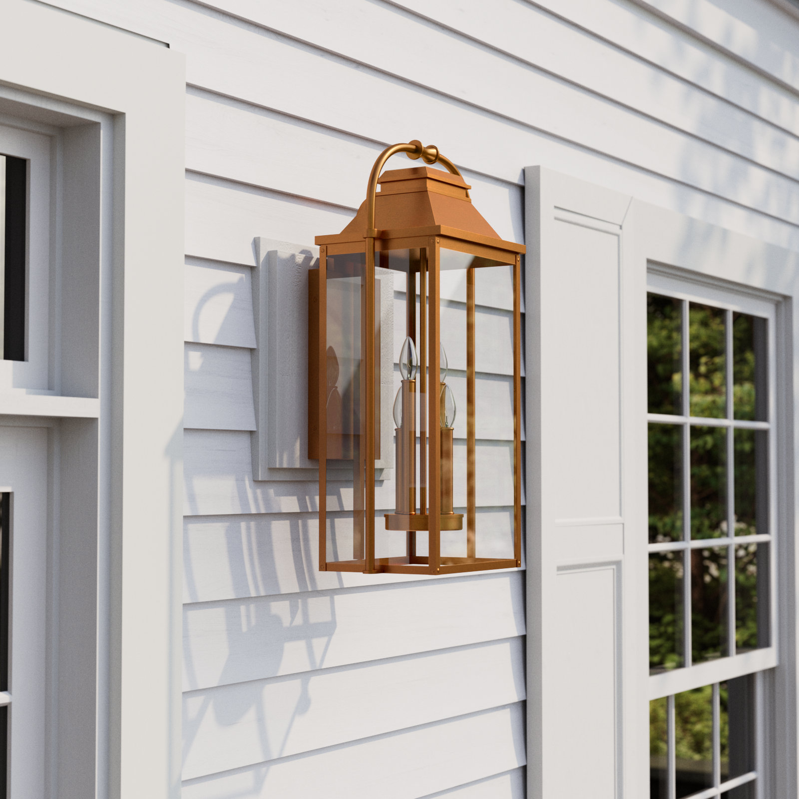 Newson 4 Light Outdoor Wall Light, Natural Copper