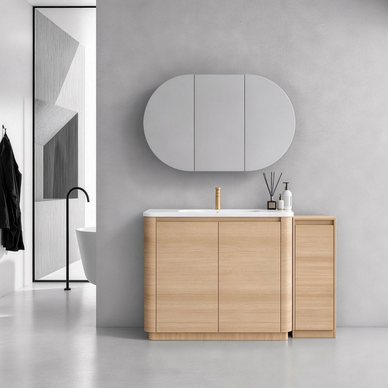 Meuble-lavabo autoportant Pebble, Beige, 52"