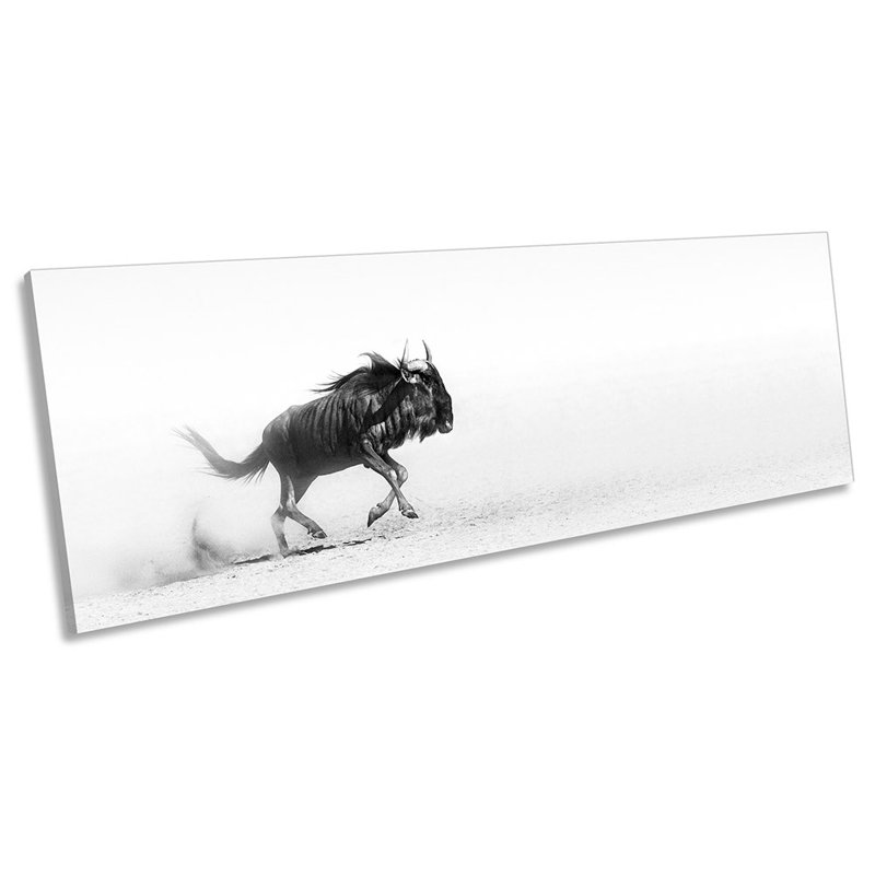 Wildebeest Minimalistic - Wrapped Canvas Print, 16cm H x 48cm W x 2cm D