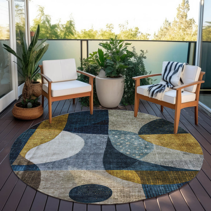 Tapis d'intérieur / extérieur bleu Seraphine , 3 pi x 5 pi