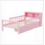 Lit simple avec rangement pour tête de lit, tiroirs sous le lit et garde-corps de sécurité pour le confort et l'organisation, rose-1497099016